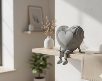 3D Printed Ribbed Heart with Legs, Modern Home Decor
