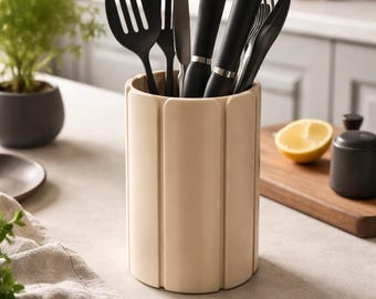 Soporte para utensilios de cocina, recipiente moderno impreso en 3D para encimera, organizador minimalista para utensilios de cocina, decoración y almacenamiento.