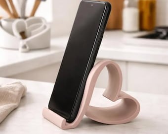 Suporte para celular em formato de coração, impresso em 3D, para mesa ou escritório. Suporte moderno e minimalista para smartphone, ideal para o Dia dos Namorados.