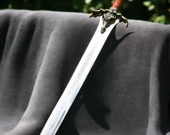 ハンドメイド コナン・ザ・バーバリアン アトランティス剣レプリカ | ステンレススチール | 革製シース付きファンタジー剣 | コレクター向け＆コスプレギフト
