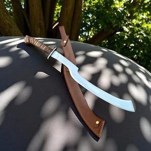Handmade Egyptian Khophesh Sword - Ancient Pharaoh Curved Blade Replica | Carbon steel with leather sheath | Cosplay,  collectible & Gift.