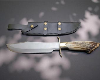Handmade Aldo Raine Bowie Knife | Inglorious Basterds Replica, Antler Handle