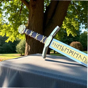 Merlin Excalibur Sword - Medieval Knight Sword, Engraved Fantasy Sword Gift for Him | Viking Decor & Cosplay Prop