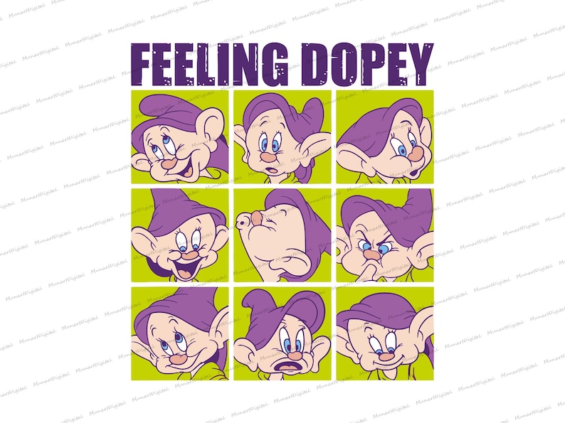 The image is a collage of nine cartoon faces, each depicting a different expression or emotion, arranged in a grid format.