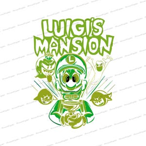 Luigi&#39;s Mansion PNG, Instant Download Luigi, Super Mario SVG, Luigi Shirt PNG , Kart Friends, Halloween Gift for Gamer