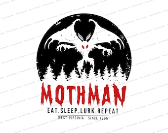 Mothman Shirt, Cryptid Folklore SVG, Mythology Legend Cryptozoology Transfer, Cryptidcore Gift For Dark Horror Goth Digital Download