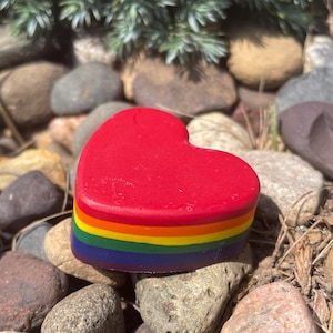 Set of 6 Rainbow Heart Crayons - Individually Wrapped, Hand-Poured & Gift Ready, Perfect for Kids&#39; Parties, Class Gifts, or Pride Events