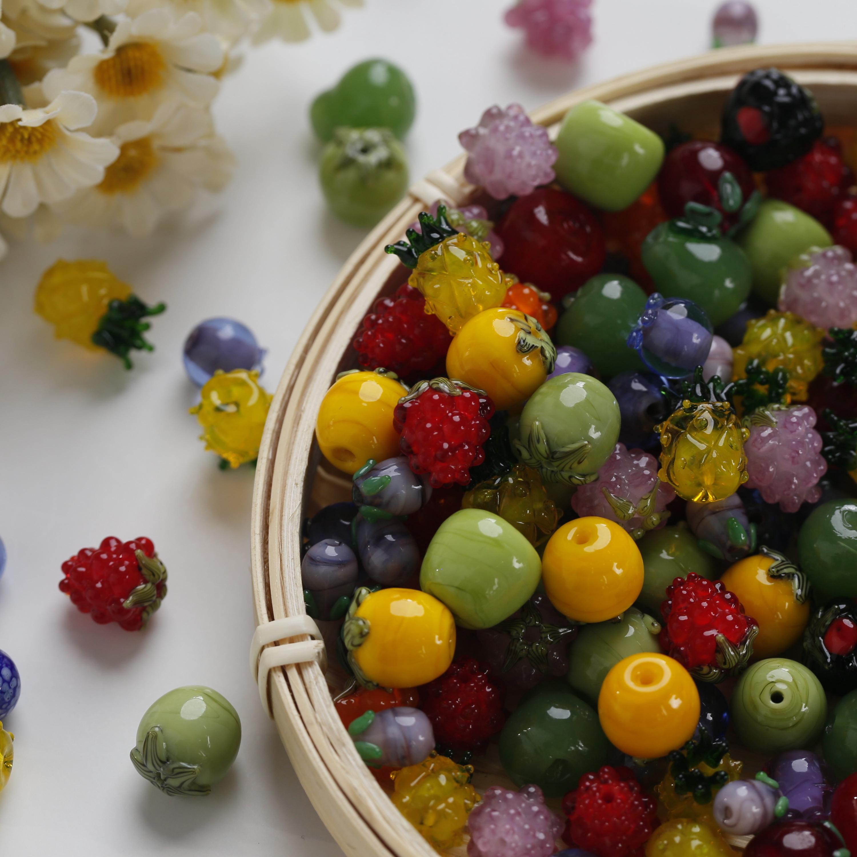 3pcs Glazed Fruit Beads,Raspberry Blueberry Pineapple Beads,Jewelry DIY Beads,DIY Jewelry Making Bracelet Necklace Earrings,Fruit Loose Bead