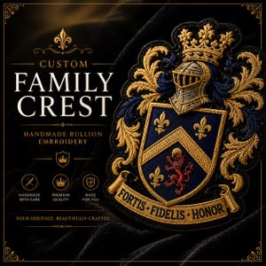 Personligt broderat familjevapen | Handgjort vapenmärke | Anpassad heraldik