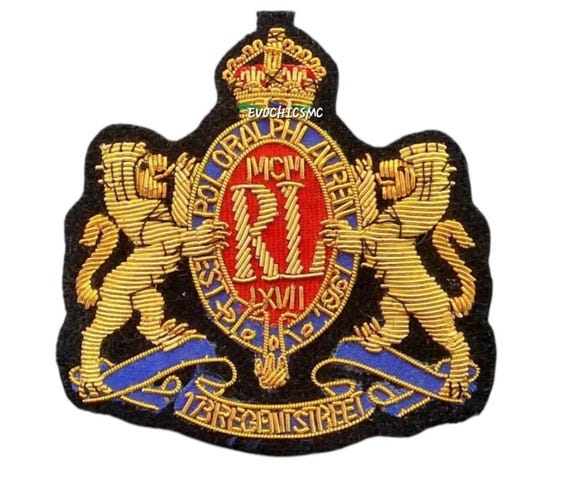 Custom Embroidered Badge Bullion Crest Patch, Handmade Polo Ralph Lauren Blazer Badge