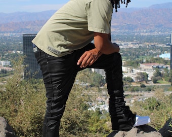 Super Stacked Waxed Denim Jeans