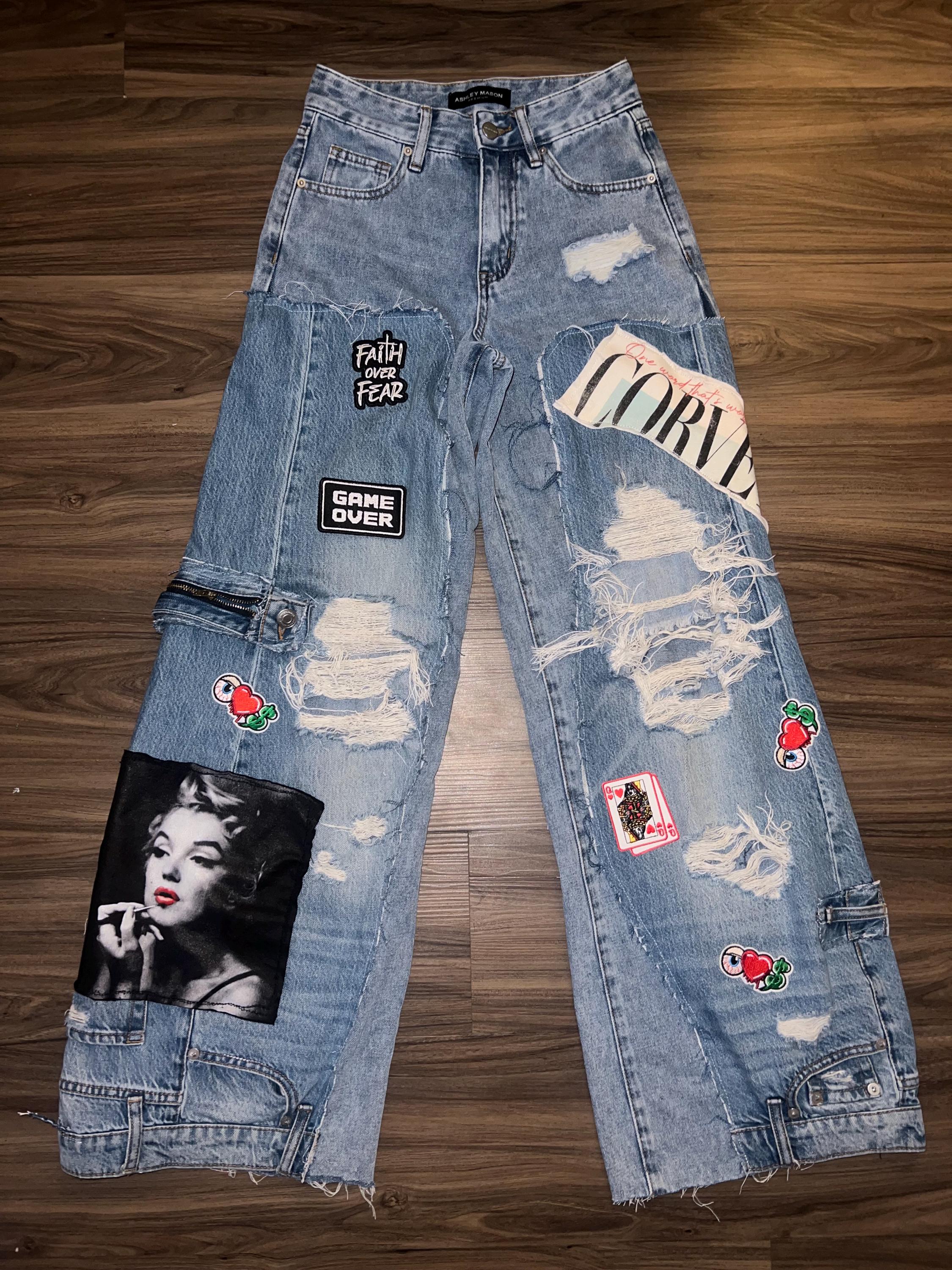 Made to Order Customizable Super Stacked Double Denim Baggy Jeans 