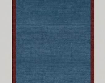 Handwoven Blue Red Kilim Rug – Modern Minimalist Home Decor