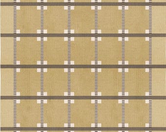 Beige Scandinavian Rug – Handwoven Wool Jute Grid Pattern Minimalist Flatweave Kilim