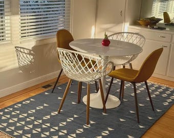 Handmade Wool Cotton Dhurrie Rug, Flatweave Kilim Carpet, Rustic Boho Floor Rug