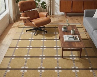 Handmade Wool Cotton Rug Flatweave Dhurrie, Boho Kilim Carpet for Home Decor