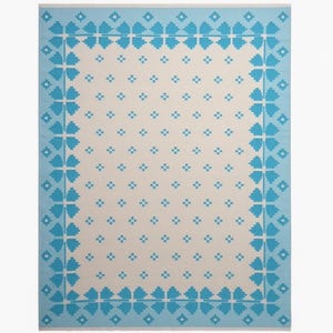 Handwoven Wool Cotton Dhurrie Rug: Scandinavian Flatweave Design