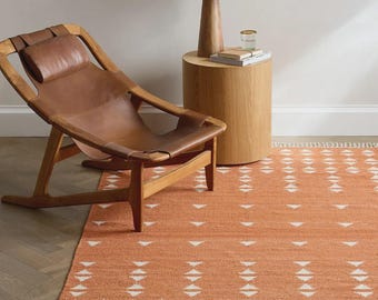 Wool Cotton Flatweave Kilim Rug Handwoven, Vintage Bohemian Area Rug
