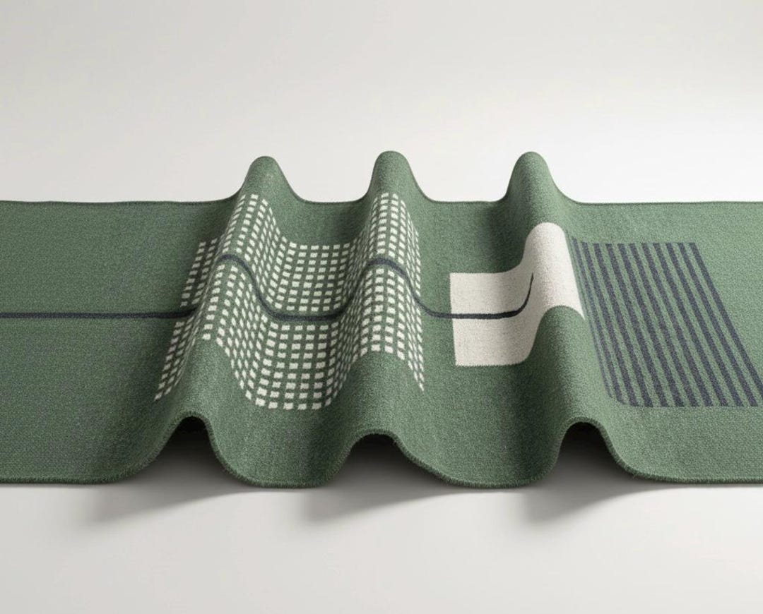 Touchdown Rugs Handwoven Wool Cotton Runner Rug: Modern Geometric Green Kilim 2x6 Ft ...