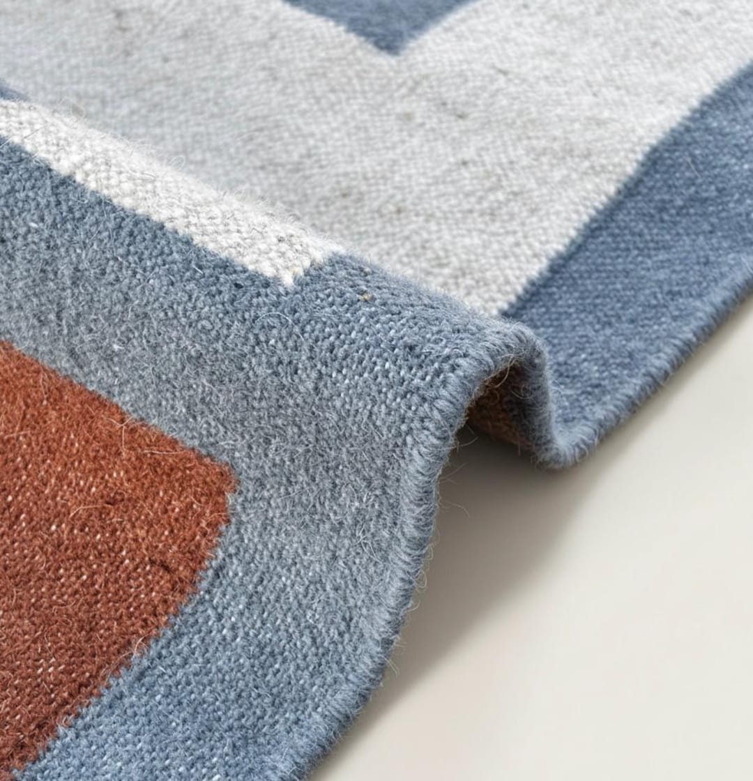 Scandinavia Rug Scandinavian Style Handwoven Geometric Wool Rug – Blue 3x5 Kilim - Etsy