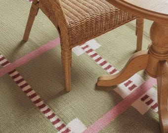 Handwoven Wool Cotton Flatweave Rug, Indian Dhurrie Kilim Carpet, Vintage Home Decor Rug