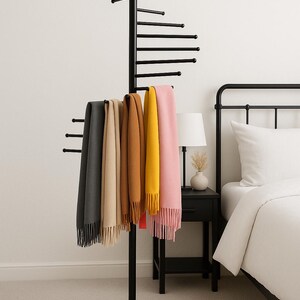 Modern Clothes Rack | 5 Ft Tall Garment Stand | Minimalist Clothing Organizer | Unique Design Cloth Hanger | Stylish Wardrobe Storage
