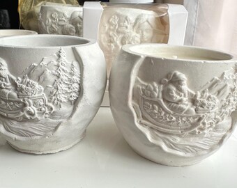 Weihnachtsmann und Schlitten Sukkulenten Blumentopf Vase, Weihnachtskerze - Weihnachtsgeschenk, Schreibtischdeko | Skulpturales Weihnachtsdekor.