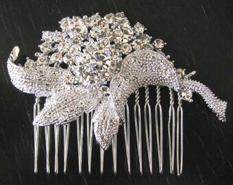 Bridal Hair Comb,Rhinestone Bridal Hair Comb, Weddings, Silver, Rinestone