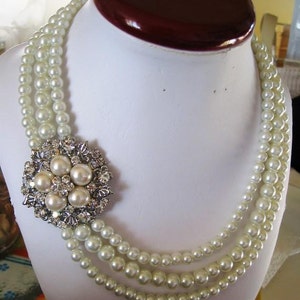 Bridal Necklace, Wedding Necklace , pearl necklace Pearly Necklace wedding pearl Necklace Ivory Swarovski Pearls Necklace bridal jewelry image 3