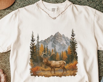 Comfort Colors Elk Shirt, Retro National Park Graphic Tee