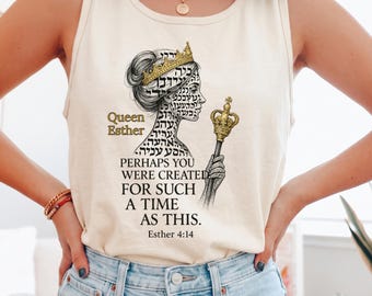 Esther Gift for Her, Scripture Tank Top, For Such A Time As This, Faith Tank Top, Purim Gift, Esther Bible Study, Comfort Colors Tank