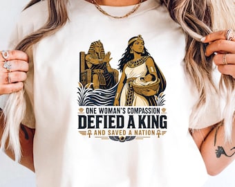 Biblical Feminist Gift, Pharaoh's Daughter Defied a King Vintage Block Print Tee, Women of Faith Shirt, Exodus Story, Scripture Gift