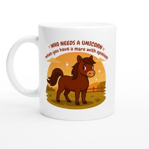 Mare With Opinions Mug — Funny Horse Girl Gift | Sassy Equestrian Coffee Cup | Horse Lover Present