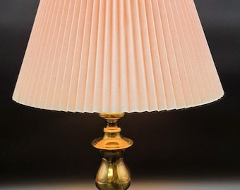 Vintage Solid Brass Table Lamp w/ Pleated Shade 25.5" Mexico Quality Made