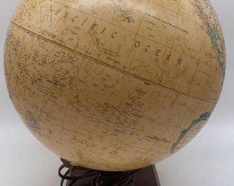 Replogle World Premiere 12" Illuminated Globe Vintage Wood Base LED Tested