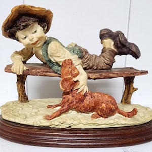 置物 g. Armani Giuseppe Armani DOG CHILDREN Boy With Dog Armani - Etsy