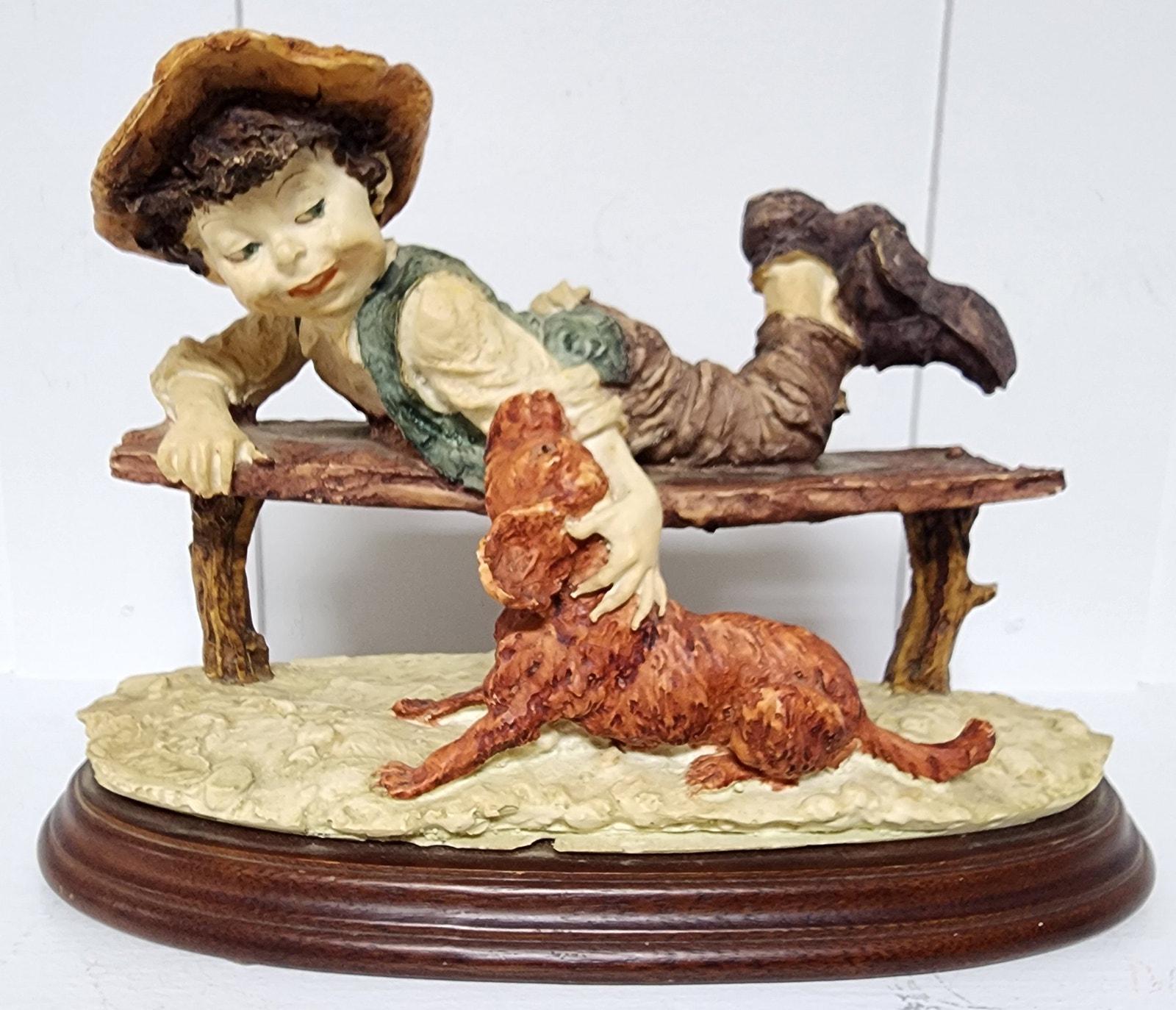 置物 g. Armani Giuseppe Armani DOG CHILDREN Boy With Dog Armani - Etsy