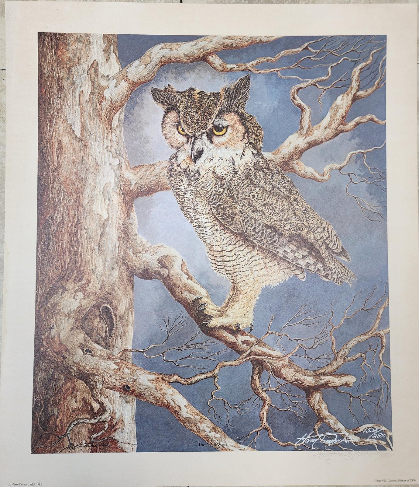 Harry Duncan ASA “The Night Watch” Owl Serigraph – Signed & Numbered 1558/2500