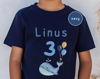 Personalized Kids Birthday Shirt with Name & Age –  Whale T-Shirt for Boys or Girls, First Birthday Outfit, Toddler Animal Birthday Top