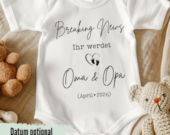 Babybody personalisiert-  Ihr werdet Oma & Opa Body, Schwangerschaft verkünden Großeltern, Schwangerschaftsverkündung,Baby 2027 Überraschung