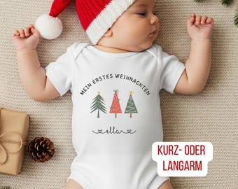 Baby bodysuit "My First Christmas" - personalized bodysuit with name for the Christmas season, Christmas gift for baby, baby romper Christmas tree