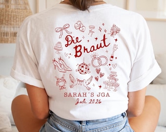 Personalized hen party shirt with name - hen party team bride outfit, girls' hen party group shirt, hen party crew T-shirt, bride shirt doodle