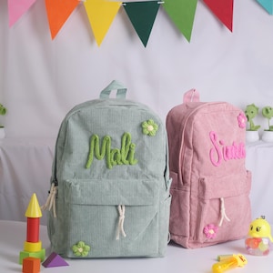 Personalized Kids Corduroy Backpack: Custom Name School Bag