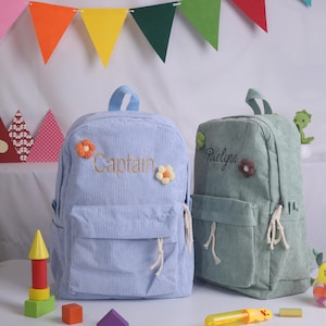 Personalized Corduroy Kids Backpack: Custom Name School Bag