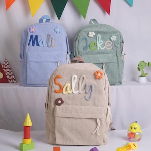 Personalized Corduroy Kids Backpack: Custom Name School Bag