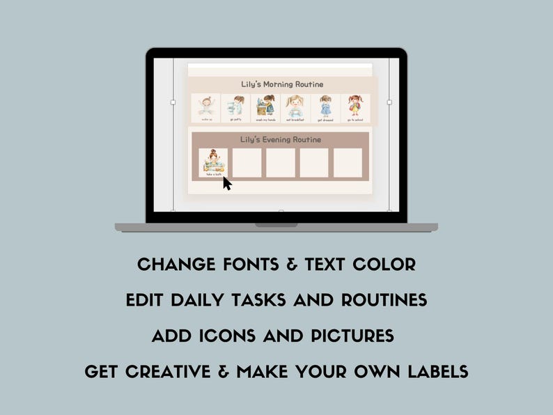 Kids Visual Routine Chart: Morning Bedtime Checklist Printable PDF ...