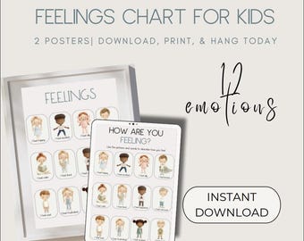 Gefühlskarte für Kinder: Emotionen Poster, Homeschool Printable (Instant Download)