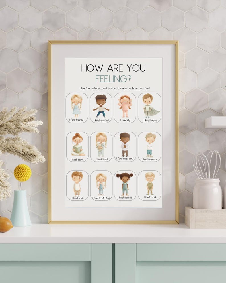 Feelings Chart for Kids Feelings Chart Printable Toddler Wall Art ...