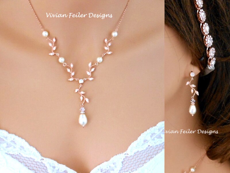 ROSE GOLD Wedding Jewelry Set VINE 