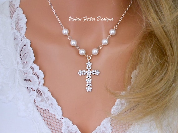 Halskette mit hinter Kette Damen Hochzeit Braut Party Perlen Zirkonia Kristall 